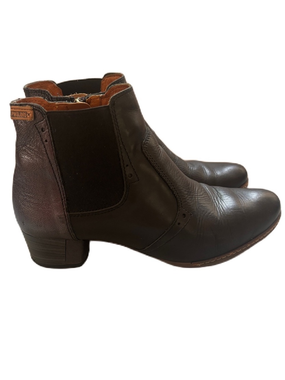 Pikolinos Rotterdam Leather‎ Stretch Side Ankle Booties Size 38 Black Metallic